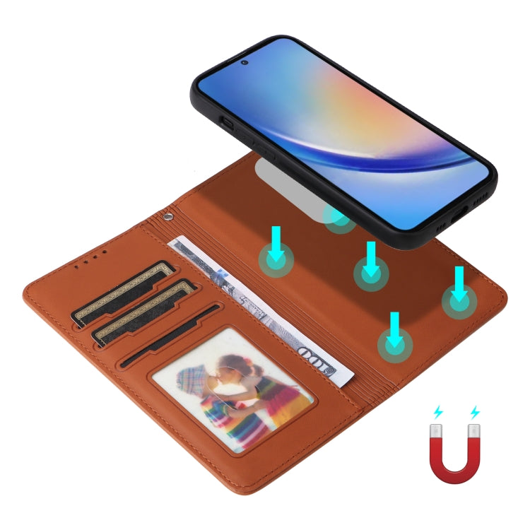 Pour Samsung Galaxy A35 5G BETOPNICE BN-005 Étui de téléphone détachable 2 en 1 en simili cuir véritable (marron)