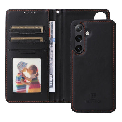 Pour Samsung Galaxy S24 5G BETOPNICE BN-005 Étui de téléphone 2 en 1 détachable en similicuir véritable (noir)
