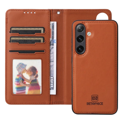 For Samsung Galaxy S24 5G BETOPNICE BN-005 2 in 1 Detachable Imitate Genuine Leather Phone Case(Brown)
