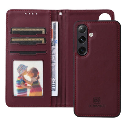 For Samsung Galaxy S24 5G BETOPNICE BN-005 2 in 1 Detachable Imitate Genuine Leather Phone Case(Wine Red)