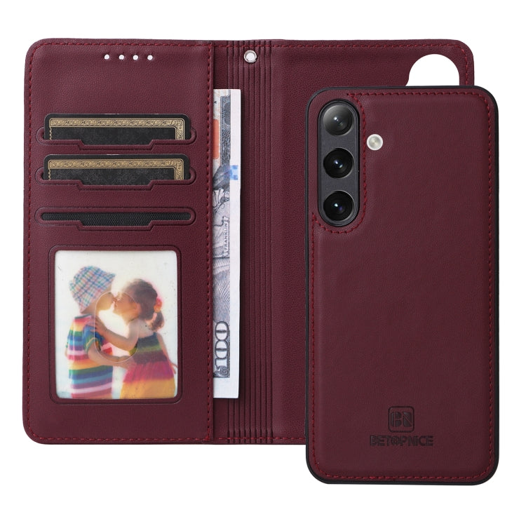 For Samsung Galaxy S24+ 5G BETOPNICE BN-005 2 in 1 Detachable Imitate Genuine Leather Phone Case(Wine Red)