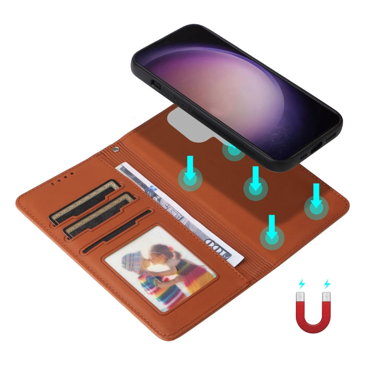 Pour Samsung Galaxy S24 Ultra 5G Étui de téléphone détachable en similicuir véritable 2 en 1 BETOPNICE BN-005 (Marron)
