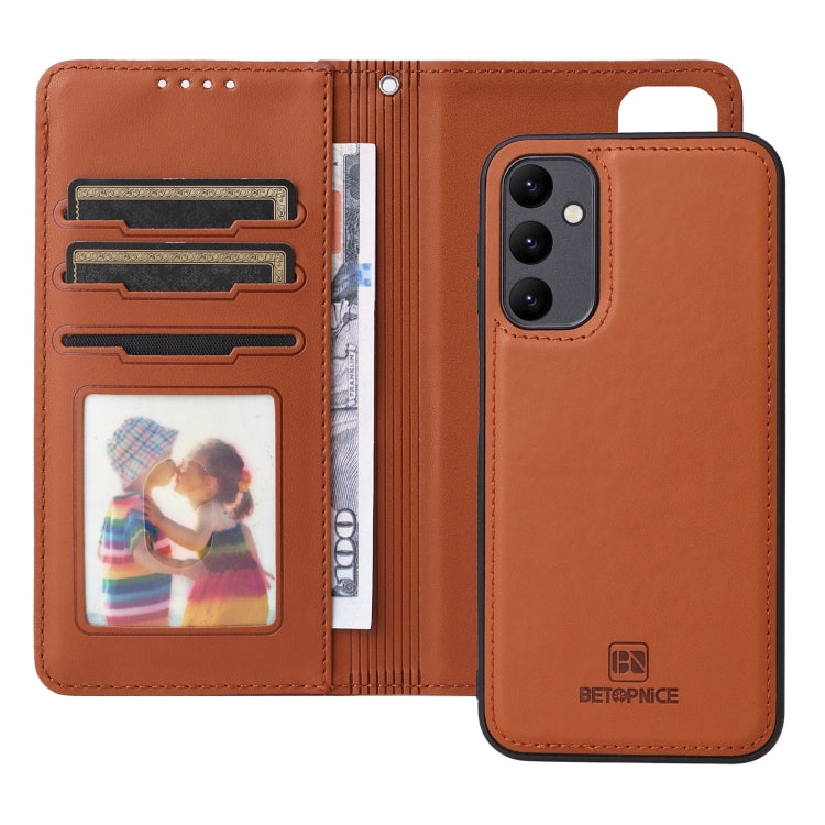 Pour Samsung Galaxy A24 4G BETOPNICE BN-005 Étui de téléphone détachable 2 en 1 en simili cuir véritable (marron)