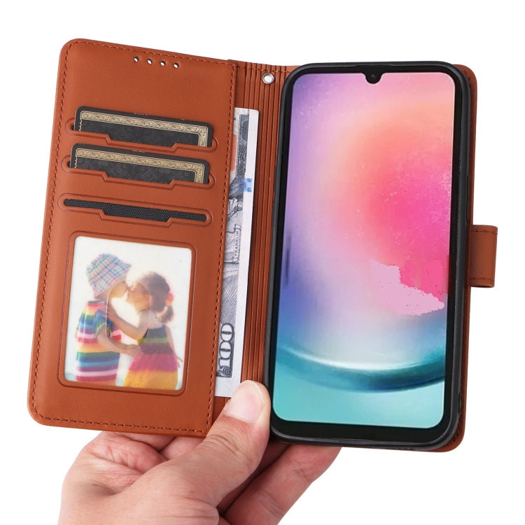 Pour Samsung Galaxy A24 4G BETOPNICE BN-005 Étui de téléphone détachable 2 en 1 en simili cuir véritable (marron)