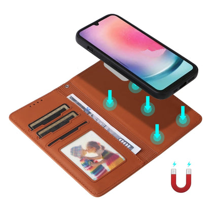 Pour Samsung Galaxy A24 4G BETOPNICE BN-005 Étui de téléphone détachable 2 en 1 en simili cuir véritable (marron)