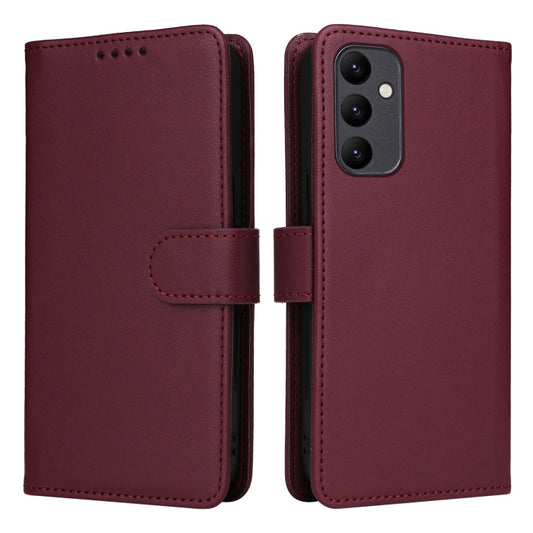 Pour Samsung Galaxy A24 4G BETOPNICE BN-005 Étui de téléphone en similicuir véritable détachable 2 en 1 (rouge bordeaux)