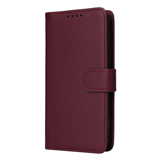 Pour Samsung Galaxy A24 4G BETOPNICE BN-005 Étui de téléphone en similicuir véritable détachable 2 en 1 (rouge bordeaux)