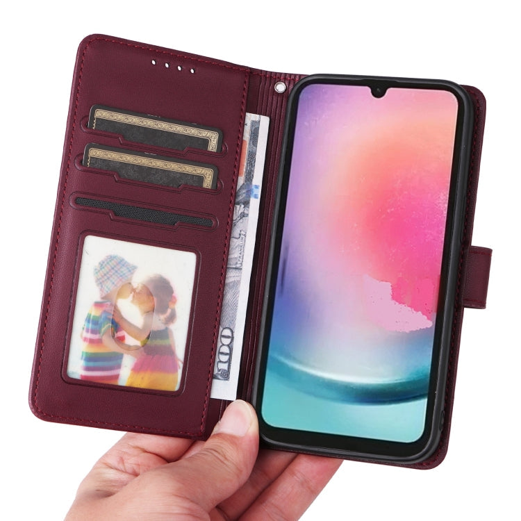 For Samsung Galaxy A24 4G BETOPNICE BN-005 2 in 1 Detachable Imitate Genuine Leather Phone Case(Wine Red)