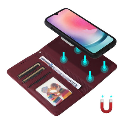 For Samsung Galaxy A24 4G BETOPNICE BN-005 2 in 1 Detachable Imitate Genuine Leather Phone Case(Wine Red)