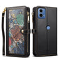 For Motorola Moto G04 / G24 ESEBLE Star Series Lanyard Zipper Wallet RFID Leather Case(Black)