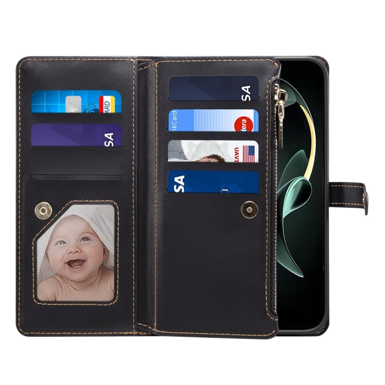 For Motorola Moto G04 / G24 ESEBLE Star Series Lanyard Zipper Wallet RFID Leather Case(Black)