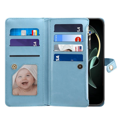 Pour Motorola Moto G24 Power ESEBLE Star Series Lanière Pochette Portefeuille Fermeture Éclair Étui en cuir RFID (Bleu)