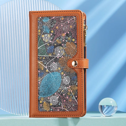 For Motorola Moto G34 ESEBLE Star Series Lanyard Zipper Wallet RFID Leather Case(Brown)