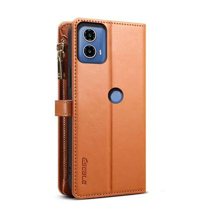 For Motorola Moto G34 ESEBLE Star Series Lanyard Zipper Wallet RFID Leather Case(Brown)