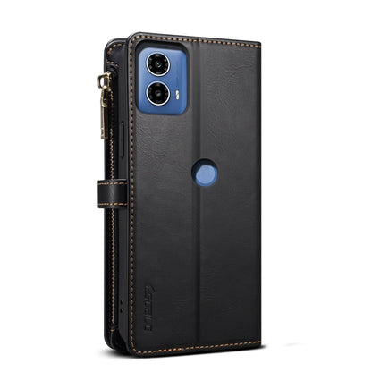 For Motorola Moto G34 ESEBLE Star Series Lanyard Zipper Wallet RFID Leather Case(Black)