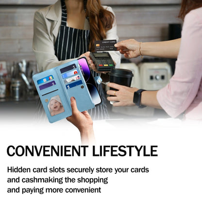 For Motorola Moto E14 ESEBLE Star Series Lanyard Zipper Wallet RFID Leather Case(Blue)