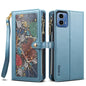 Pour Motorola Moto G85 ESEBLE Star Series Lanière Portefeuille Zippé Étui en Cuir RFID (Bleu)