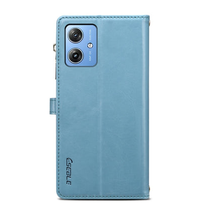 For Motorola Moto G54 5G Global ESEBLE Star Series Lanyard Zipper Wallet RFID Leather Case(Blue)