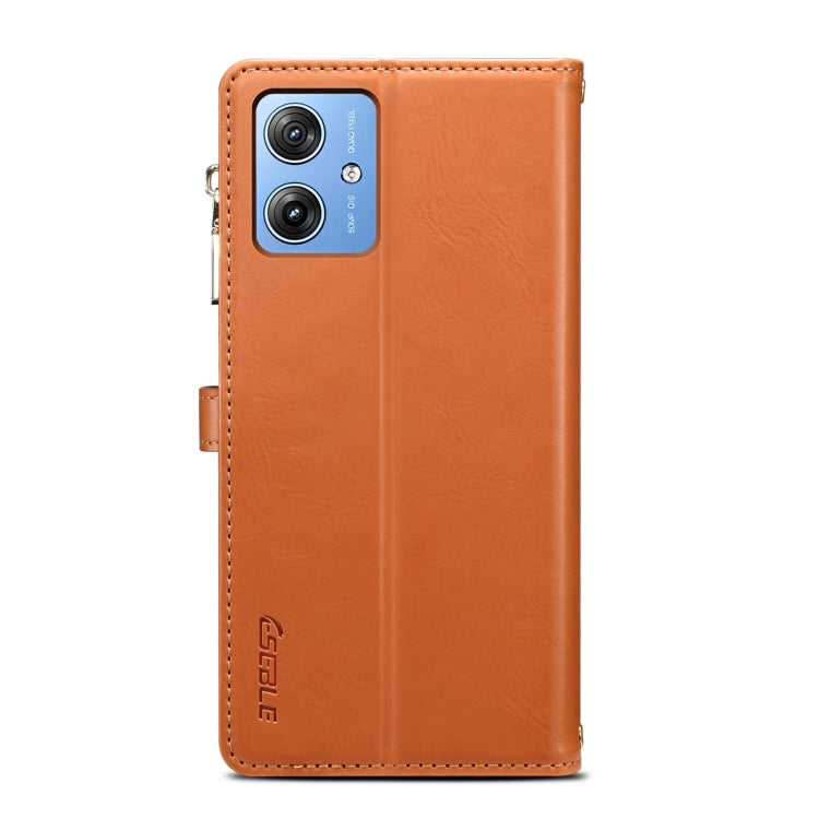 For Motorola Moto G54 Power 5G ESEBLE Star Series Lanyard Zipper Wallet RFID Leather Case(Brown)