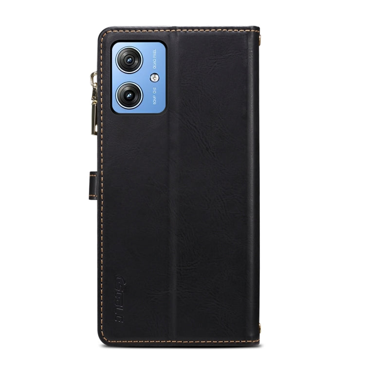 For Motorola Moto G54 Power 5G ESEBLE Star Series Lanyard Zipper Wallet RFID Leather Case(Black)