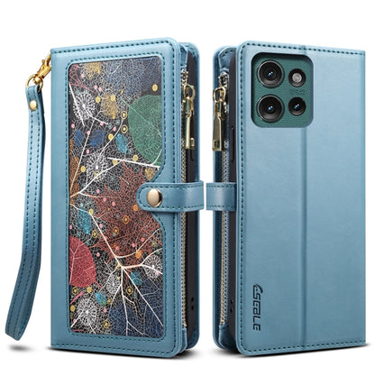 For Motorola Edge 50 5G Global ESEBLE Star Series Lanyard Zipper Wallet RFID Leather Case(Blue)