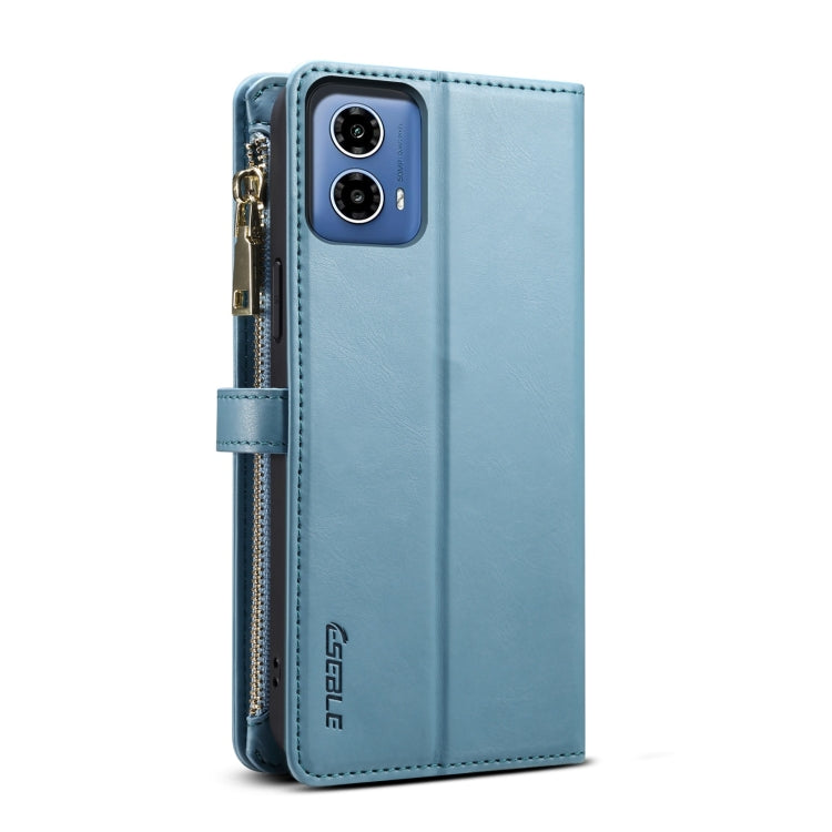 Pour Motorola Moto G34 5G / G45 5G ESEBLE Étui en cuir avec portefeuille zippé et lanière de la série Star RFID (bleu)