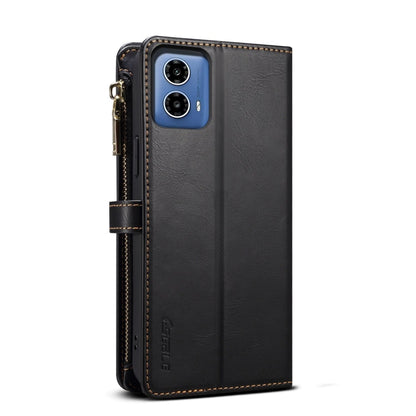For Motorola Moto G34 5G / G45 5G ESEBLE Star Series Lanyard Zipper Wallet RFID Leather Case(Black)
