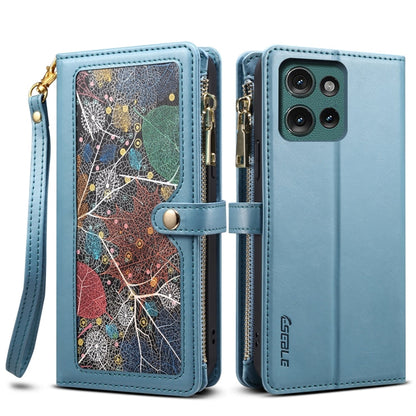 For Motorola Moto G75 5G ESEBLE Star Series Lanyard Zipper Wallet RFID Leather Case(Blue)