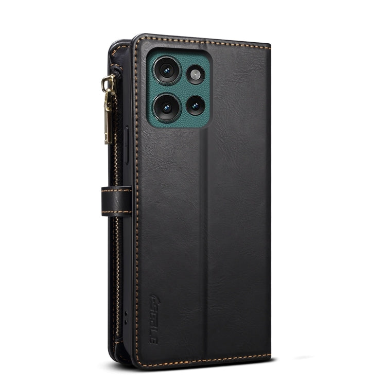 For Motorola Moto G75 5G ESEBLE Star Series Lanyard Zipper Wallet RFID Leather Case(Black)