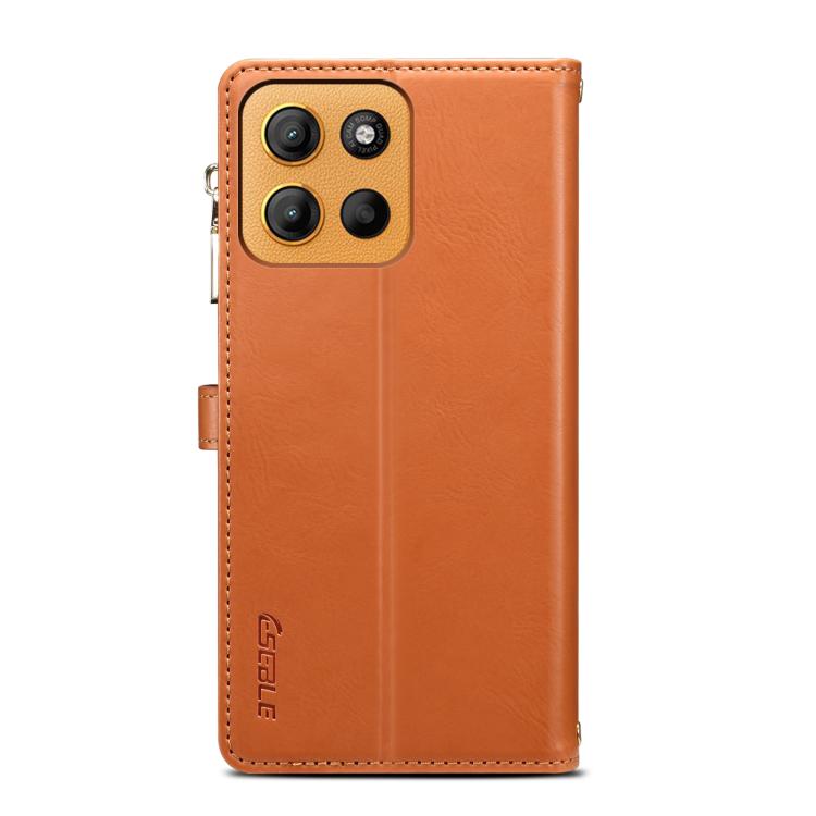 For Motorola Moto G15 ESEBLE Star Series Lanyard Zipper Wallet RFID Leather Case(Brown)