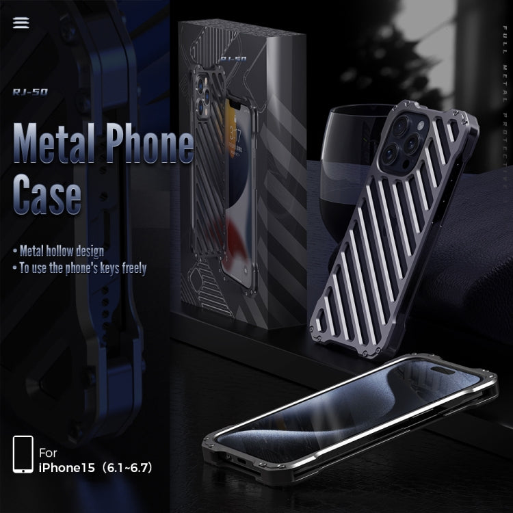 For iPhone 16 Plus R-JUST RJ-50 Hollow Breathable Armor Metal Phone Case(Space Grey)