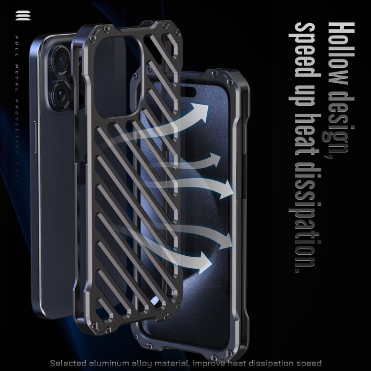 For iPhone 16 Pro Max R-JUST RJ-50 Hollow Breathable Armor Metal Phone Case(Space Grey)