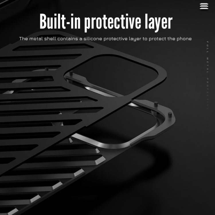 For iPhone 16 Plus R-JUST RJ-50 Hollow Breathable Armor Metal Phone Case(Space Grey)