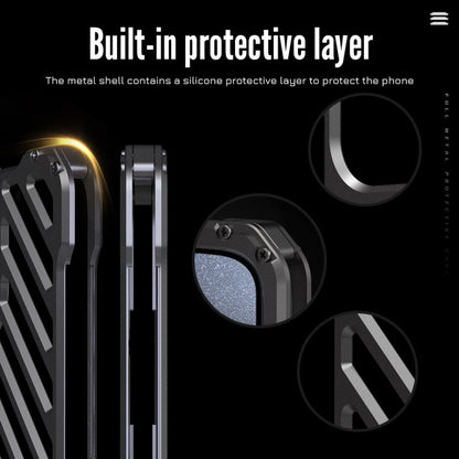 For iPhone 16 Plus R-JUST RJ-50 Hollow Breathable Armor Metal Phone Case(Space Grey)