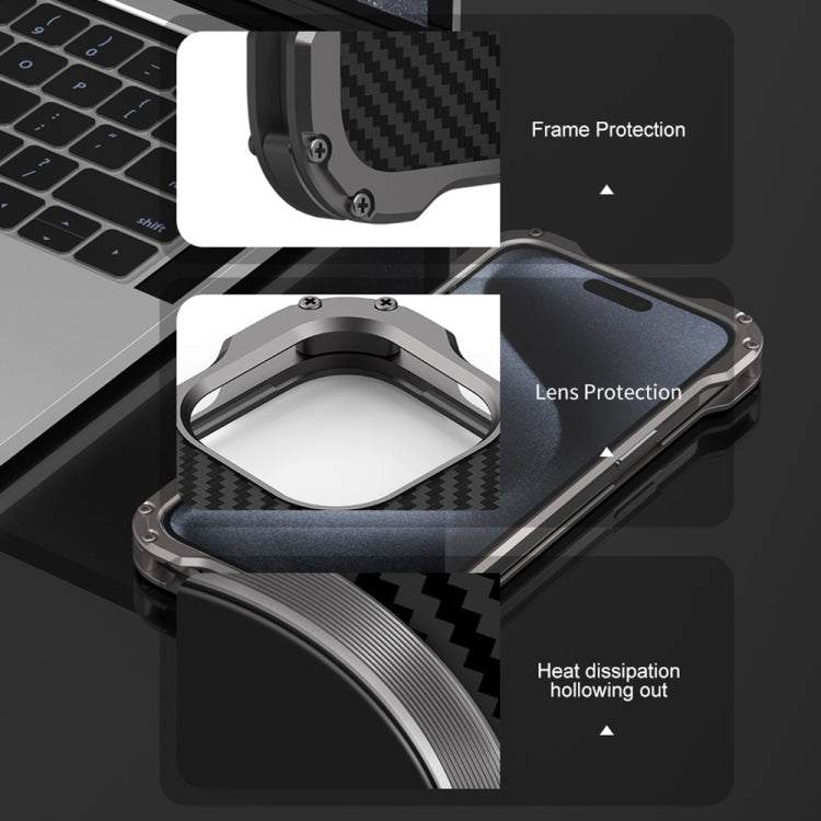 For iPhone 16 R-JUST RJ51 Hollow MagSafe Magnetic Metal Phone Case(Space Grey)