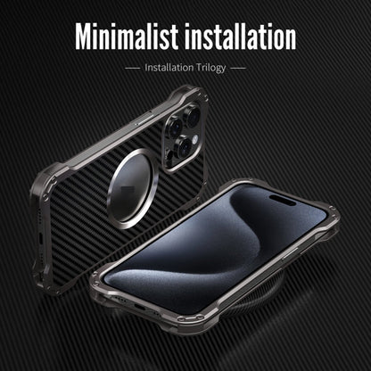 For iPhone 16 Pro R-JUST RJ51 Hollow MagSafe Magnetic Metal Phone Case(Space Grey)