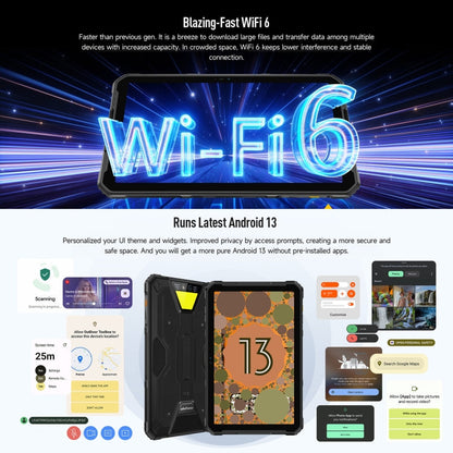 [HK Warehouse] Ulefone Armor Pad 2 Rugged Tablet PC, 16GB+256GB 11 inch Android 13 MediaTek Helio G99 Octa Core 4G Network EU Plug(Black)