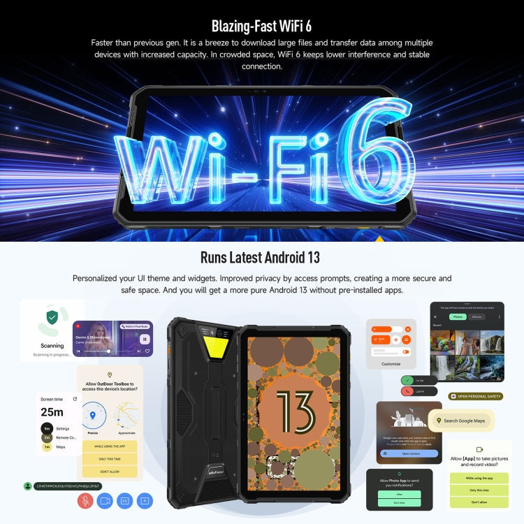 [HK Warehouse] Ulefone Armor Pad 2 Rugged Tablet PC, 16GB+256GB 11 inch Android 13 MediaTek Helio G99 Octa Core 4G Network EU Plug(Yellow)