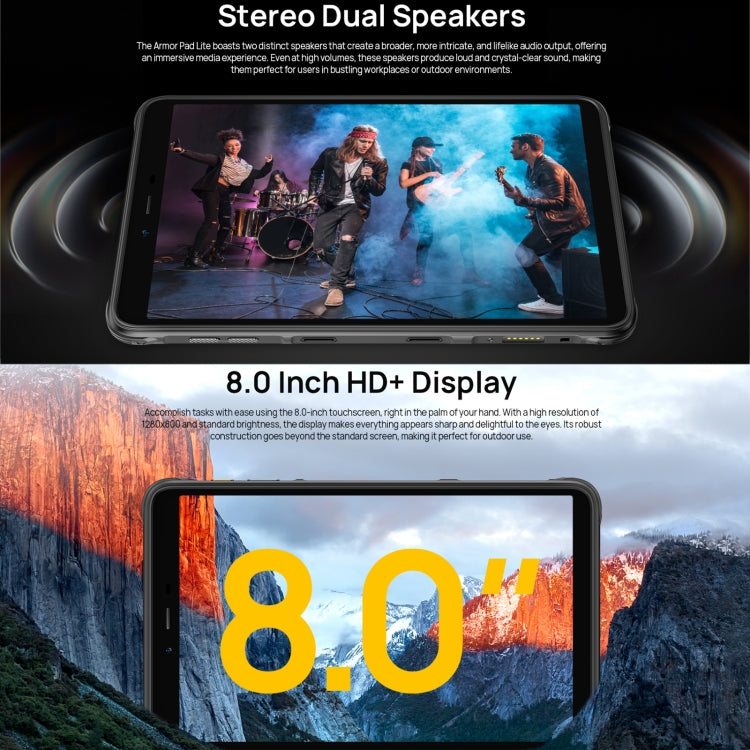 [HK Warehouse] Ulefone Armor Pad Lite Rugged Tablet PC, 3GB+32GB, 8.0 inch Android 13 MediaTek MT8766 Quad Core(Black)
