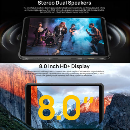 [HK Warehouse] Ulefone Armor Pad Lite Rugged Tablet PC, 3GB+32GB, 8.0 inch Android 13 MediaTek MT8766 Quad Core(Black)