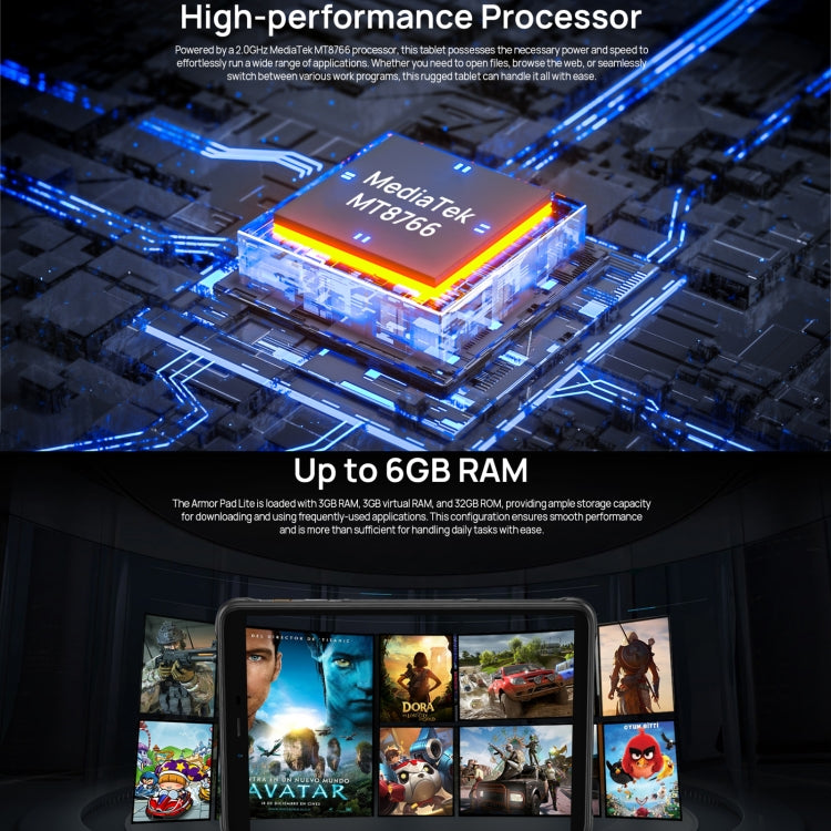 [HK Warehouse] Ulefone Armor Pad Lite Rugged Tablet PC, 3GB+32GB, 8.0 inch Android 13 MediaTek MT8766 Quad Core(Black)