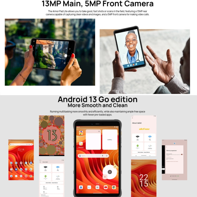 [HK Warehouse] Ulefone Armor Pad Lite Rugged Tablet PC, 3GB+32GB, 8.0 inch Android 13 MediaTek MT8766 Quad Core(Black)
