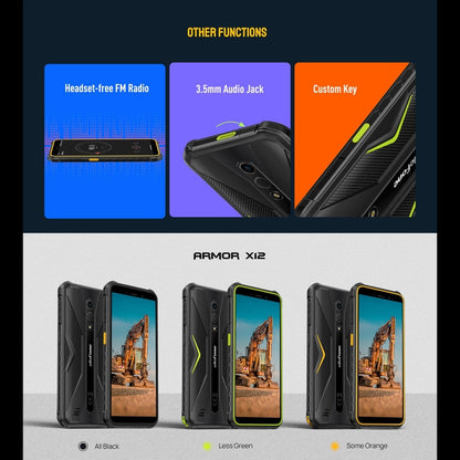 [HK Warehouse] Ulefone Armor X12, 3 Go+32 Go, Téléphone Robuste, Déverrouillage Facial, 5.45 pouces Android 13 Go MediaTek Helio A22 Quad Core, Réseau : 4G, NFC (Tout Noir)