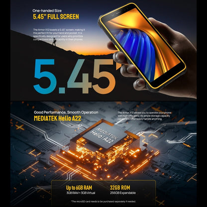 [HK Warehouse] Ulefone Armor X12, 3GB+32GB, Rugged Phone, Face Unlock, 5.45 inch Android 13 Go MediaTek Helio A22 Quad Core, Network: 4G, NFC(Less Green)