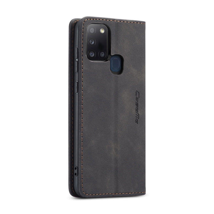For Samsung Galaxy A21S CaseMe-013 Multifunctional Retro Frosted Horizontal Flip Leather Case with Card Slot & Holder & Wallet(Black)