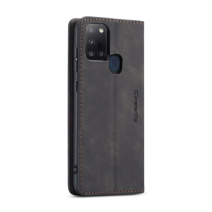 For Samsung Galaxy A21S CaseMe-013 Multifunctional Retro Frosted Horizontal Flip Leather Case with Card Slot & Holder & Wallet(Black)