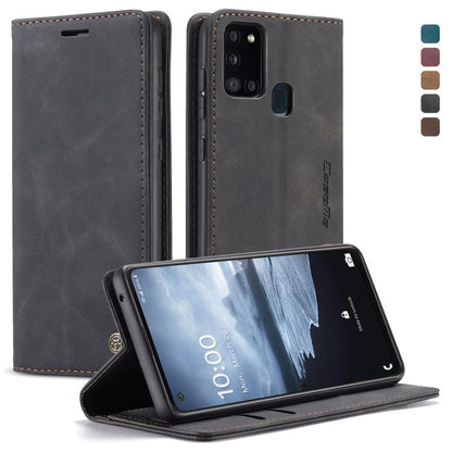 For Samsung Galaxy A21S CaseMe-013 Multifunctional Retro Frosted Horizontal Flip Leather Case with Card Slot & Holder & Wallet(Black)