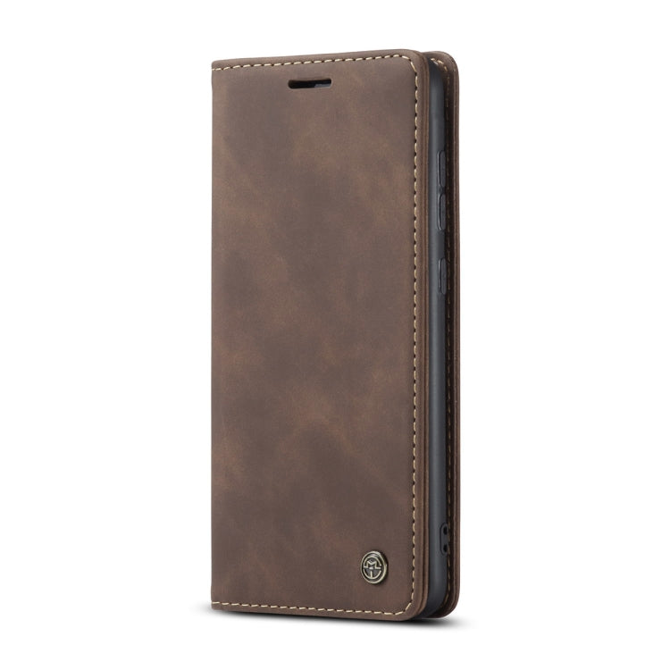 Pour Samsung Galaxy A21S Étui en cuir givré rétro multifonctionnel CaseMe-013 à rabat horizontal avec fentes pour cartes et support et portefeuille (Café)