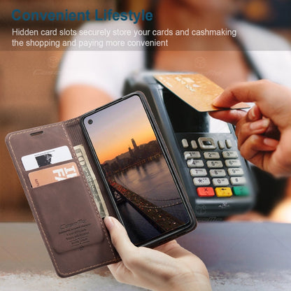 Pour Samsung Galaxy A21S Étui en cuir givré rétro multifonctionnel CaseMe-013 à rabat horizontal avec fentes pour cartes et support et portefeuille (Café)