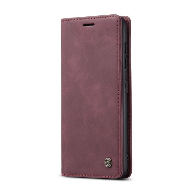 For Samsung Galaxy A21S CaseMe-013 Multifunctional Retro Frosted Horizontal Flip Leather Case with Card Slot & Holder & Wallet(Wine Red)